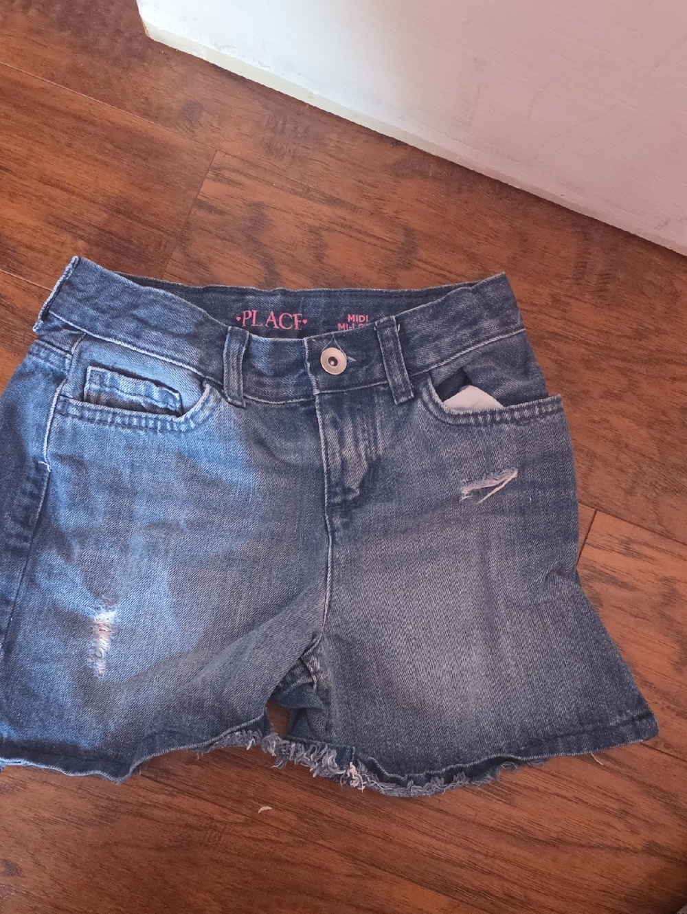 The Children's Place Girls' Frayed Hem Denim Shorts - Blue Wash